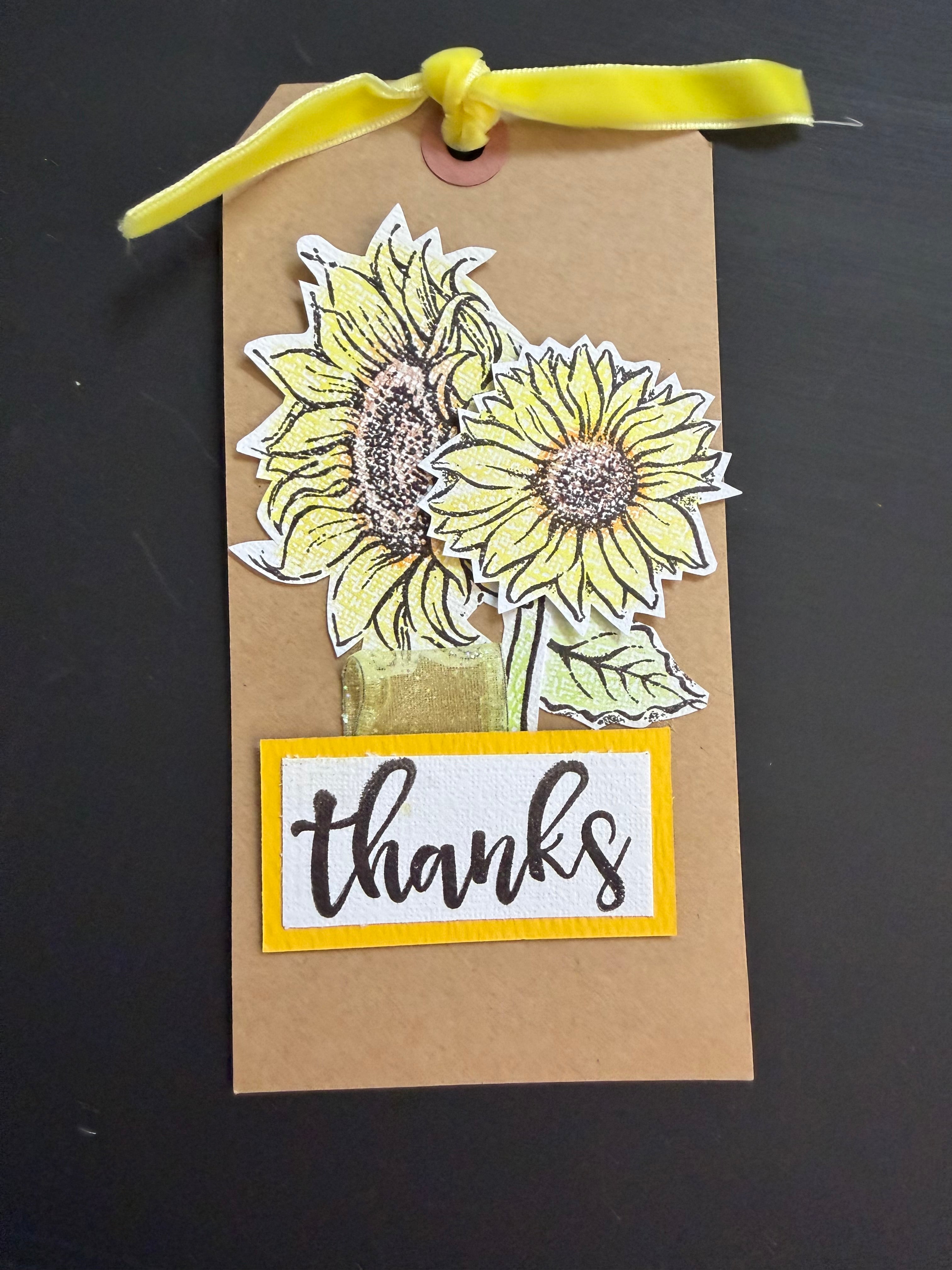 Sunflower thanks tag