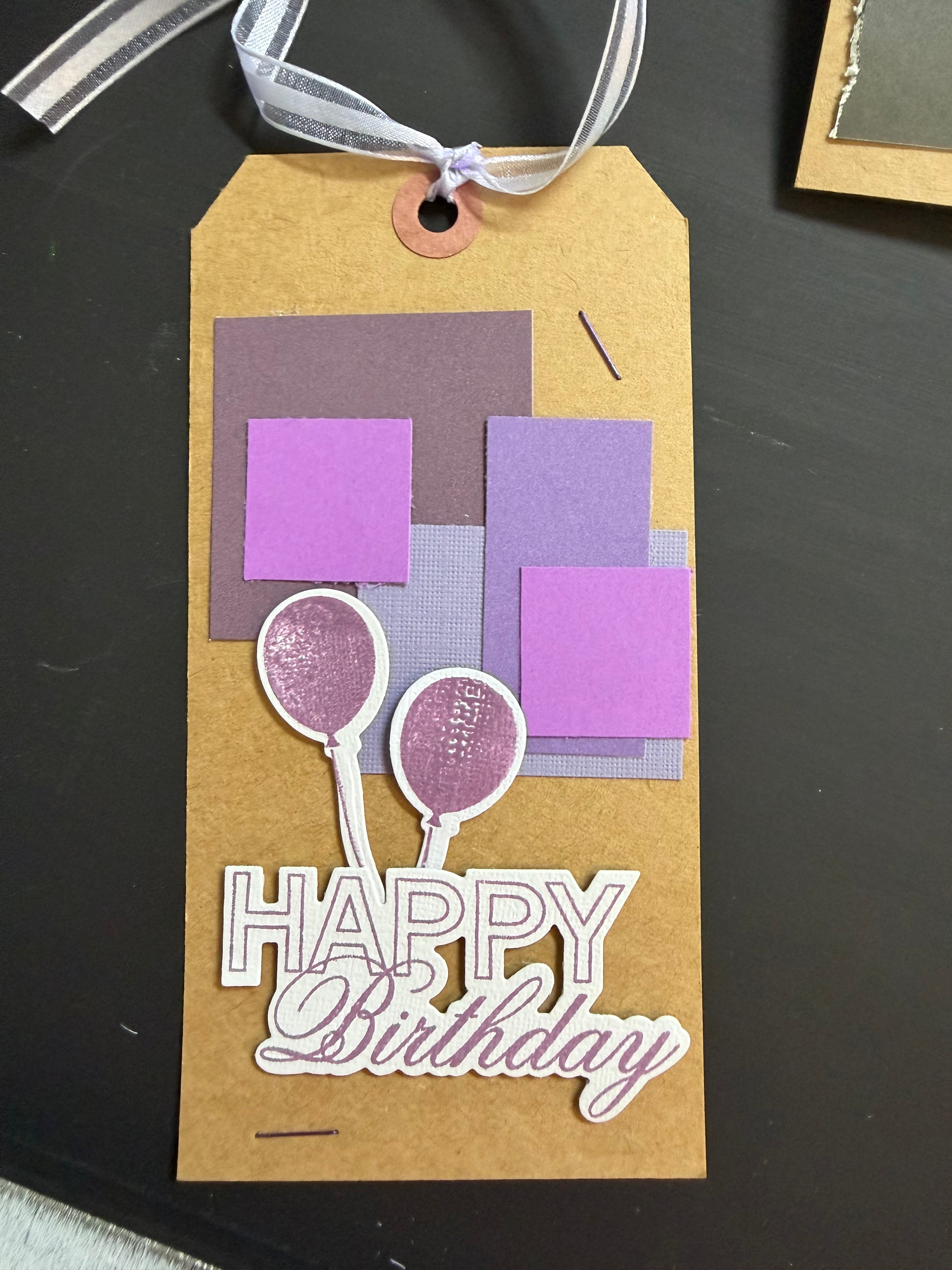 Purple Balloons Birthday Tag