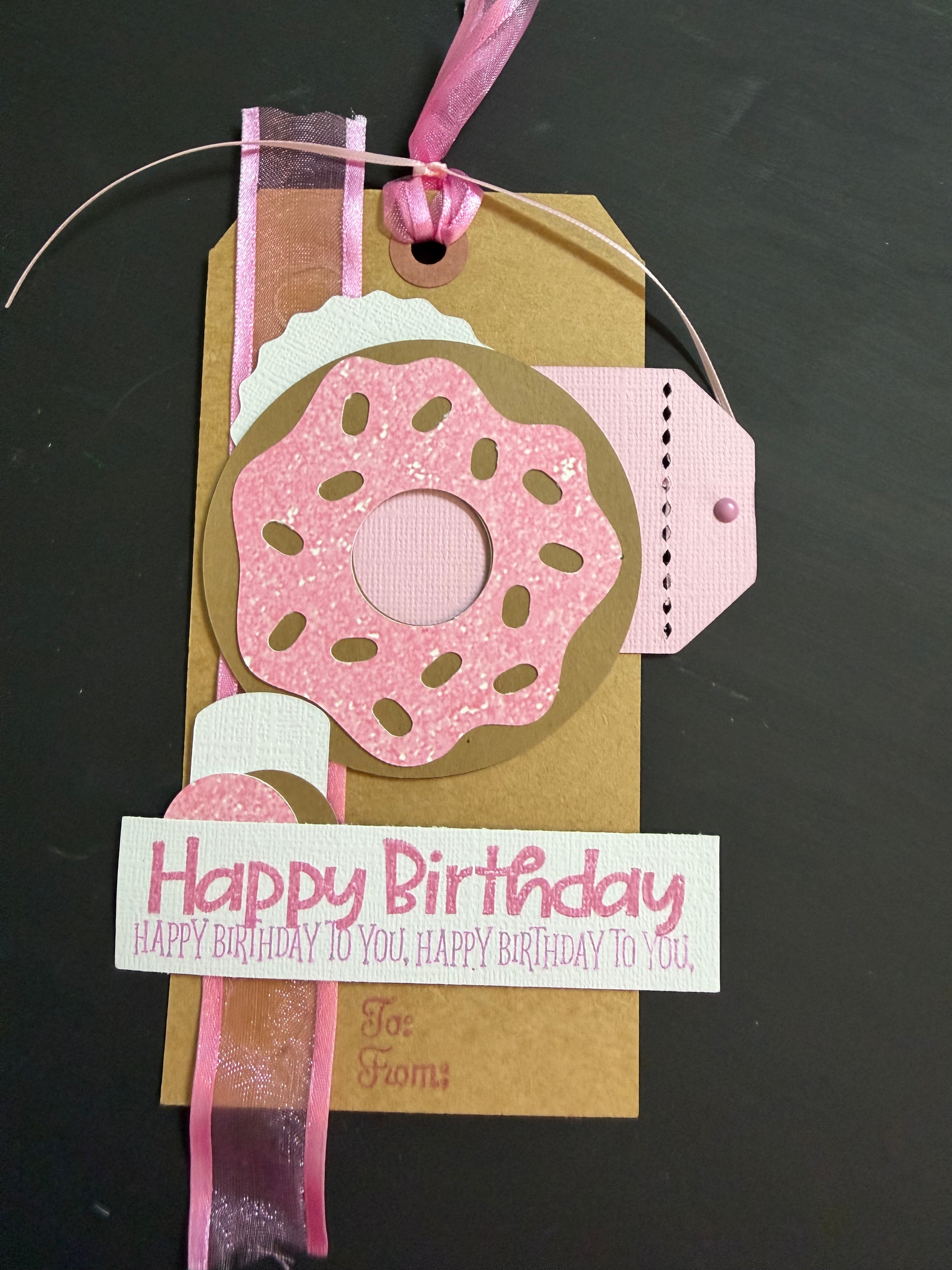 Pink Donut Happy Birthday Tag