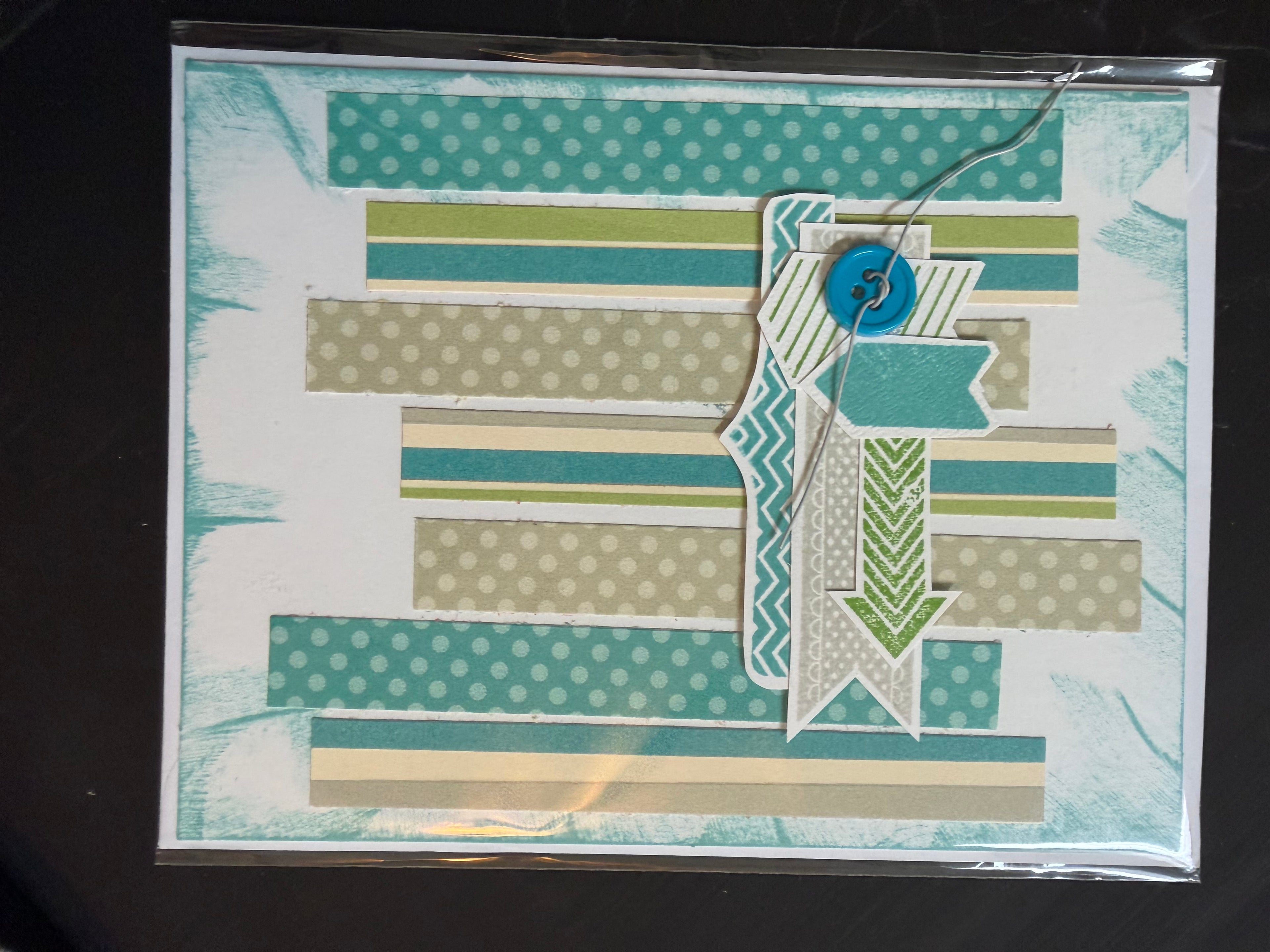 Turquoise Strips Greeting Card